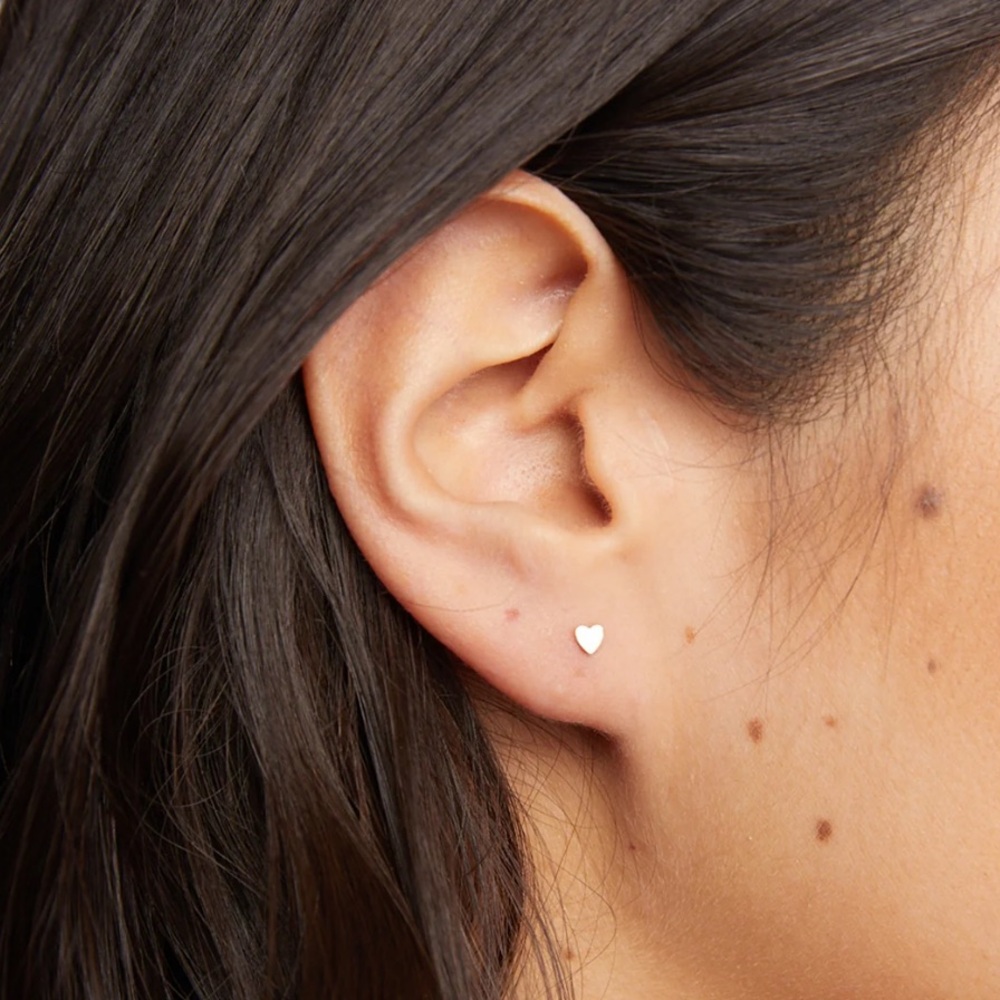 Gold Heart Stud Earrings